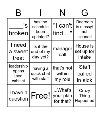 FRIDAY Bingo Card