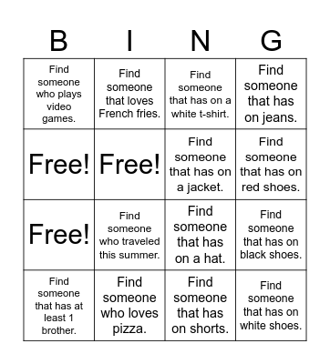 Take Flight Bingo Card