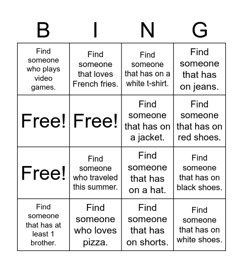 Take Flight Bingo Card