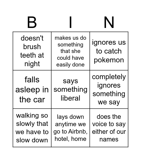 for marlyn Bingo Card