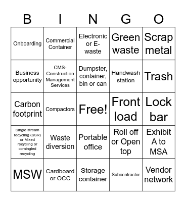 Trashy Bingo Card