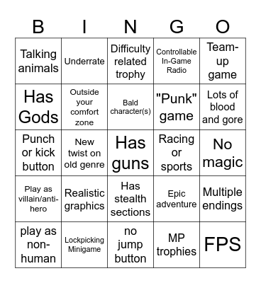 Monthly Platinum Bingo Card