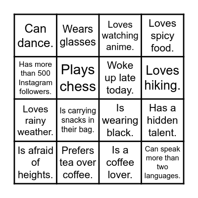 Human BINGO Card