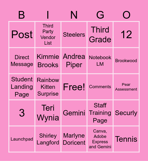 Tech PD Bingo Card