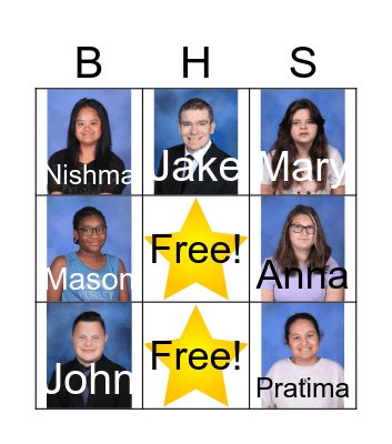 Student and Staff Bingo Card