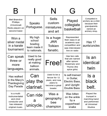 People Bingo Card