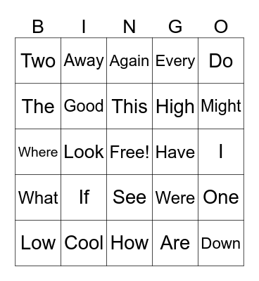 Sight words 2026 Bingo Card