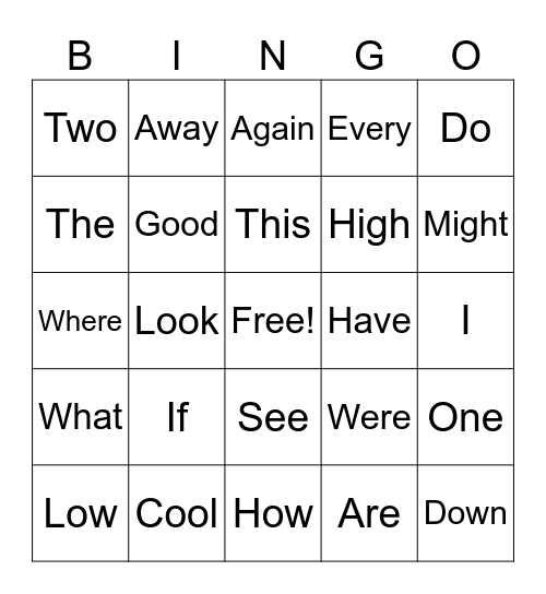 Sight words 2026 Bingo Card