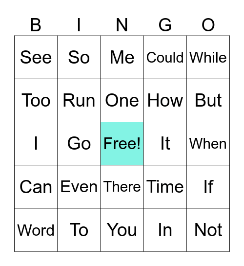 sight words 2026 Bingo Card