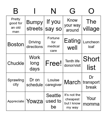JN Bingo Card