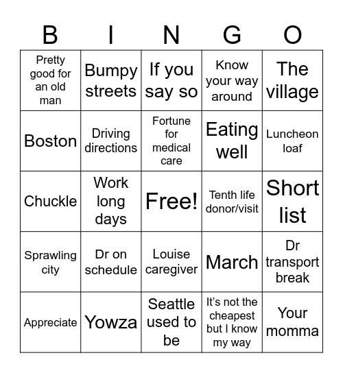 JN Bingo Card