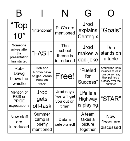 Checkered Flag Bingo Card