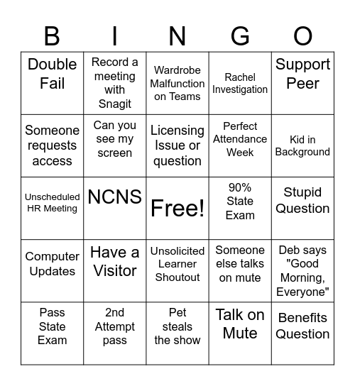 eHealth Training Ramp Bingo Card