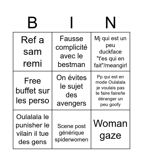 Le spid Bingo Card
