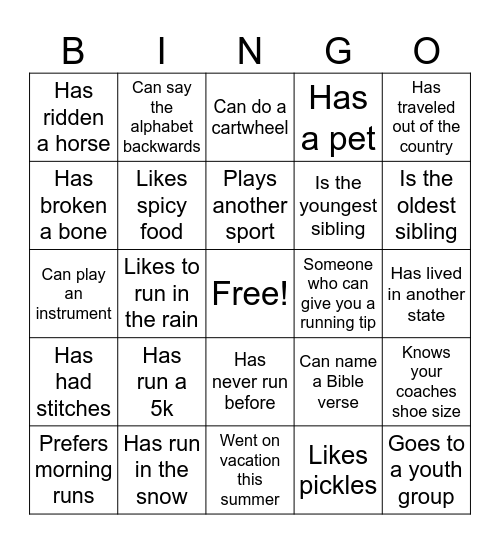 XC BINGO Card
