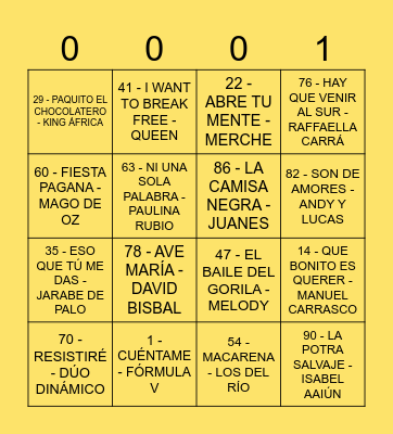¡BINGO MUSICAL! Bingo Card