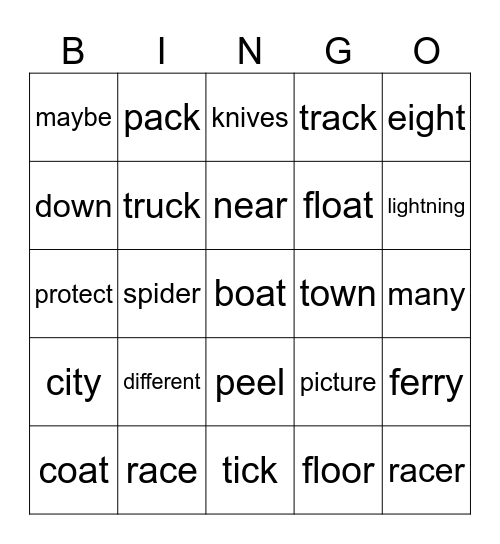 End of July Bingo Card