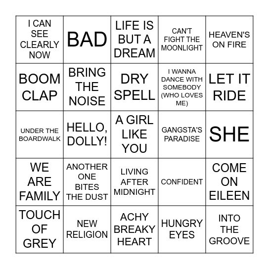 AUGUST Bingo Card