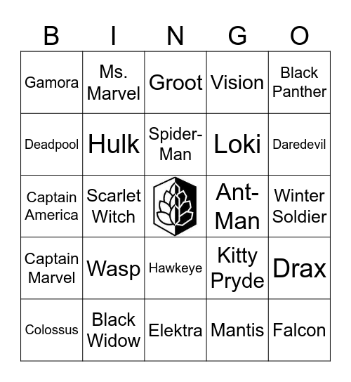 Superheroes - Marvel Bingo Card