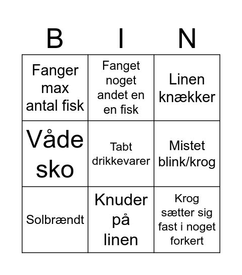 Fiskeskydning Bingo Card