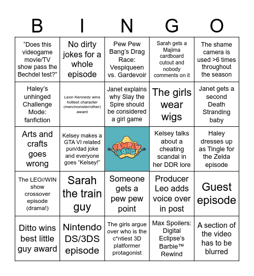 Pew Pew Bang season 4 Bingo Card