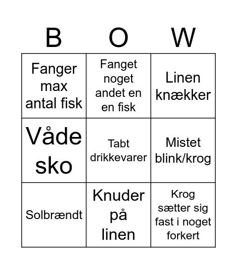 Fiskeskydning Bingo Card