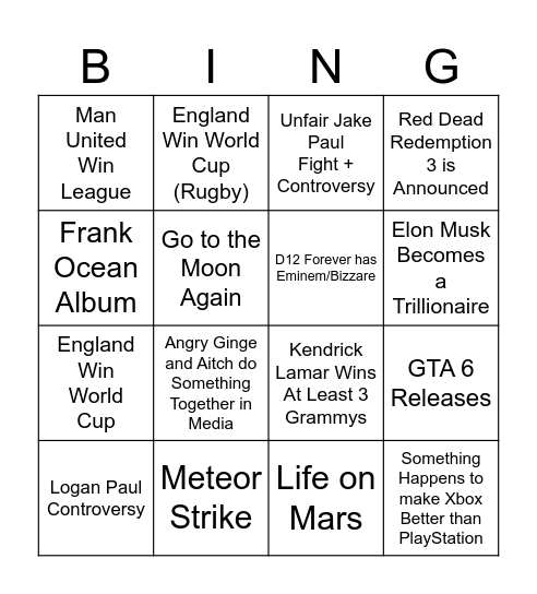 2026 BINGO Card