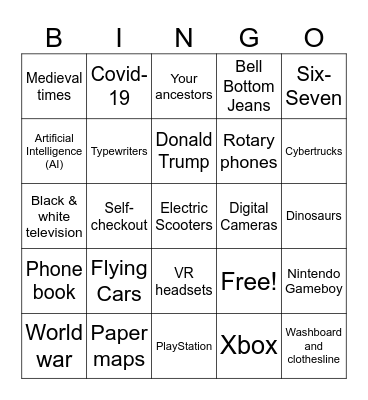 Time Traveller Bingo Card