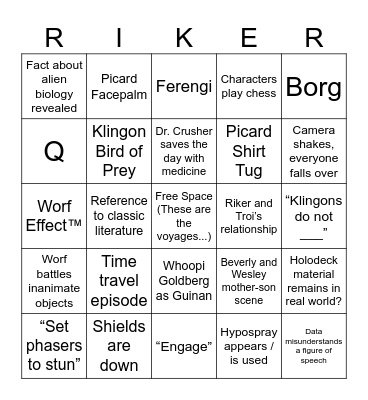 Star Trek TNG Bingo Card