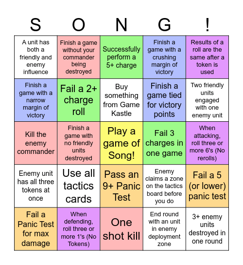 Game Kastle ASOIAF Tournament Bingo Card
