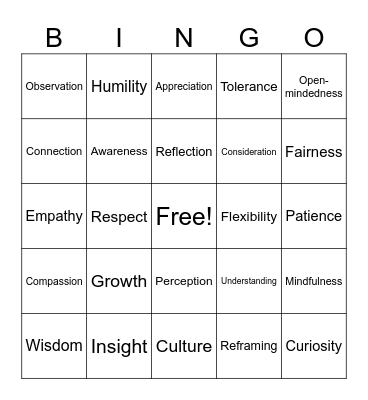 Perspective Bingo Card