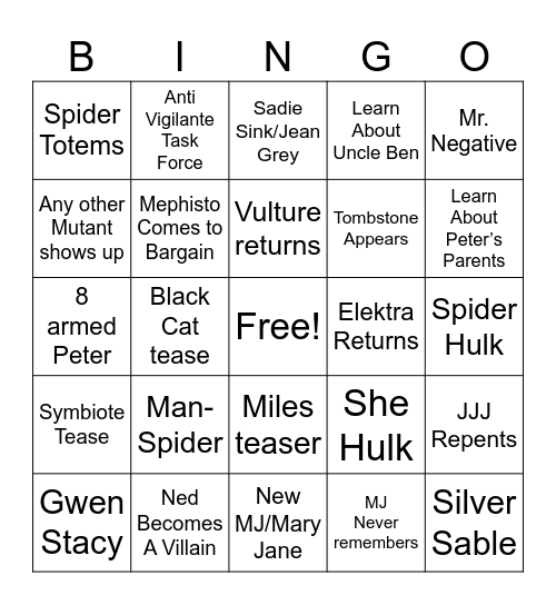 Brand New Day Bingo Card