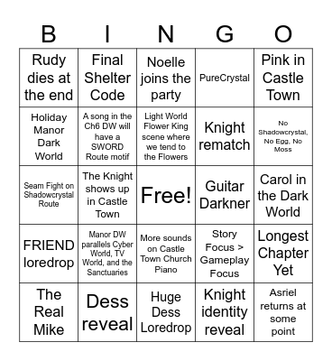 Deltarune Chapter 6 Bingo Card