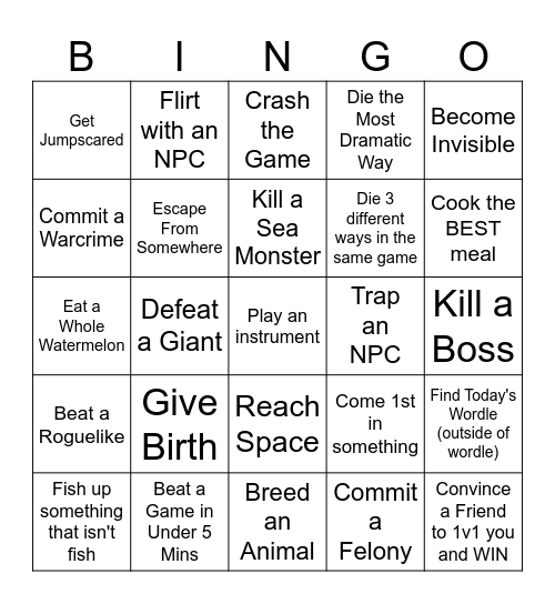 Lockout Bingo Card