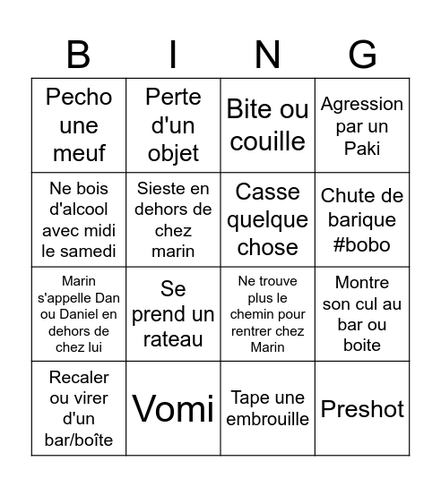 Bingo Rennes V2 Bingo Card