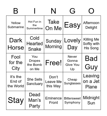 Opposite26 Bingo Card