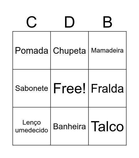 CHÁ DE FRALDAS Bingo Card