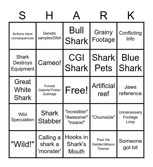 SHARK WEEK Bingo Card