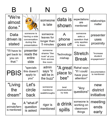 Back to School BINGO Card