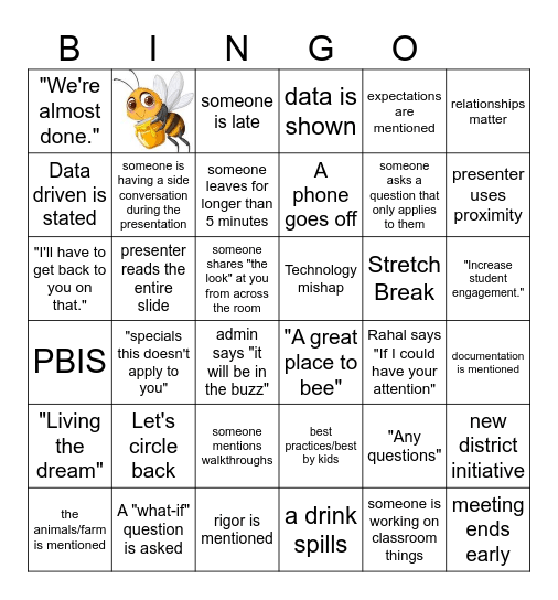 Back to School BINGO Card