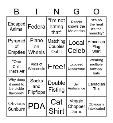 Wisco State Fair Bingo Card