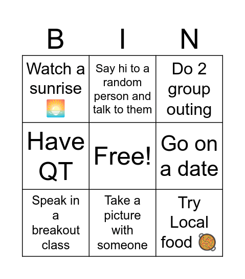 ICMC 26 Bingo Card