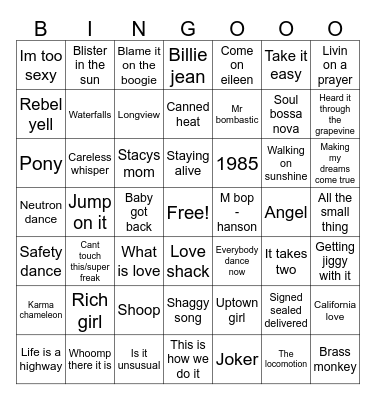 Scotts wedding music Bingo Card