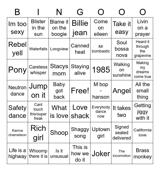 Scotts wedding music Bingo Card