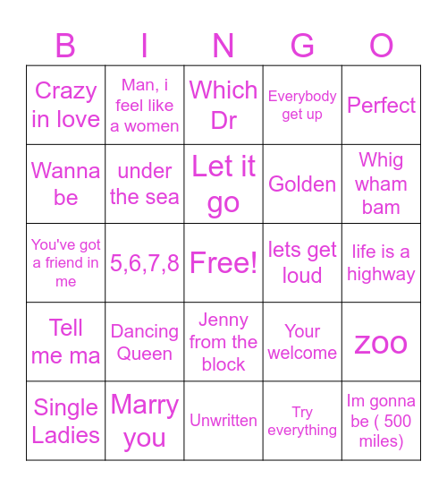 Hen Party Bongo Bingo! Bingo Card