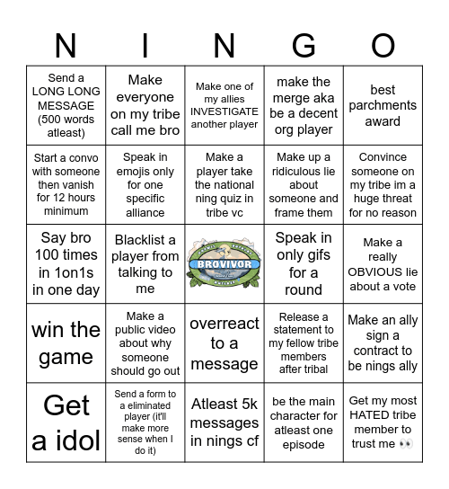 Brovivor Bingo Card