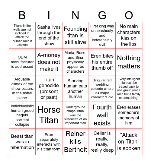 Kind Vaughn's Adventure Bingo Card