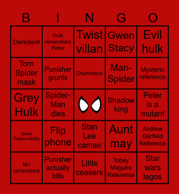 Spider-Man: Brand New Day Bingo Card