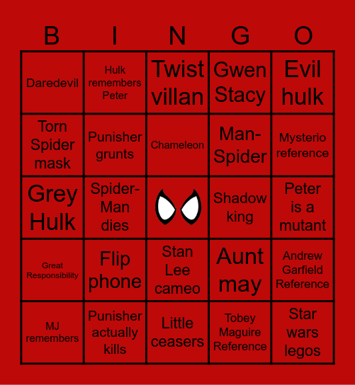 Spider-Man: Brand New Day Bingo Card