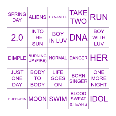 15.08.2026 | BINGO BTS | INTO THE SUN DOCUMENTAL Bingo Card
